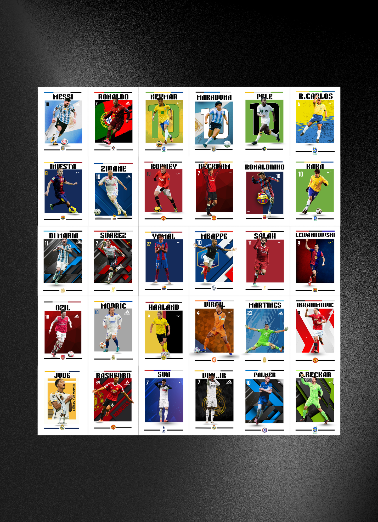 30 FOOTBALL PLAYERS POSTERS COLLECTION-A6 SIZE,(FREE SECRET GIFTS INSIDE🫰🏽)