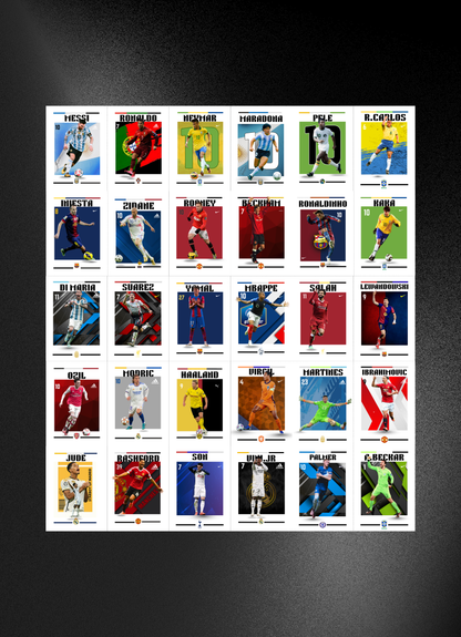 30 FOOTBALL PLAYERS POSTERS COLLECTION-A6 SIZE,(FREE SECRET GIFTS INSIDE🫰🏽)