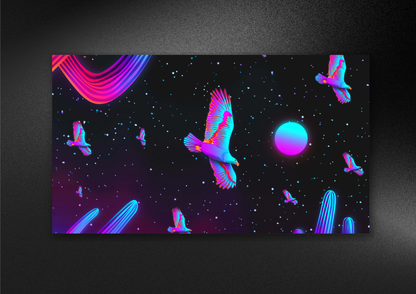 NEON BIRDS | LANDSCAPE | POSTER