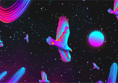 NEON BIRDS | LANDSCAPE | POSTER