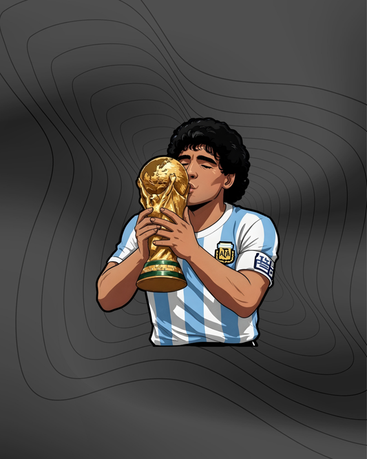 Diego Maradona kissing the FIFA World Cup trophy - Sticker