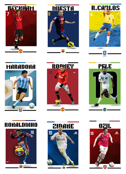 30 FOOTBALL PLAYERS POSTERS COLLECTION-A6 SIZE,(FREE SECRET GIFTS INSIDE🫰🏽)