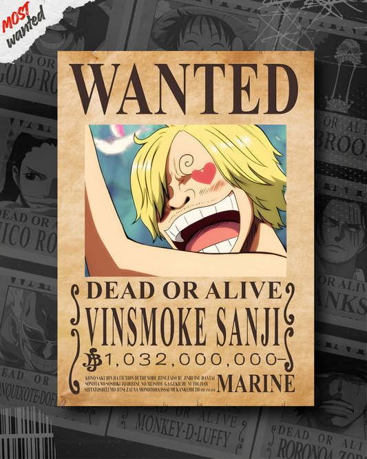 VINSMOKE SANJI - ONEPIECE WANTED POSTER
