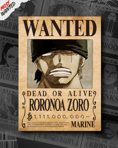 RORONOA ZORO - ONE PIECE WANTED POSTER